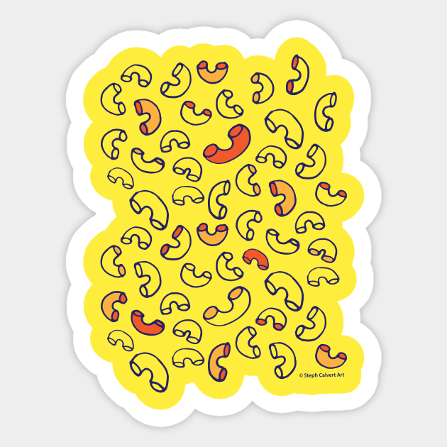 Macaroni and Cheese food pattern with noodles Sticker by Steph Calvert Art